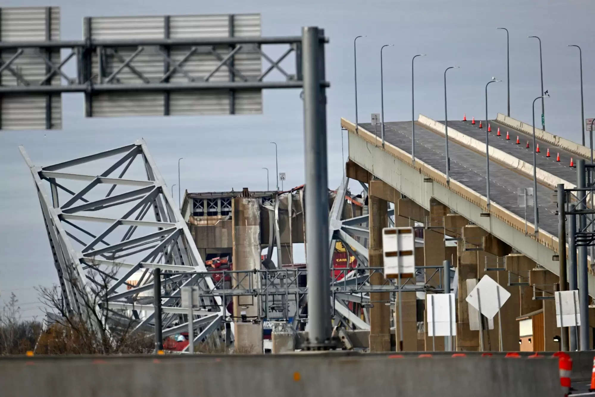 Cars Drown in Water After Baltimore Bridge Collapse